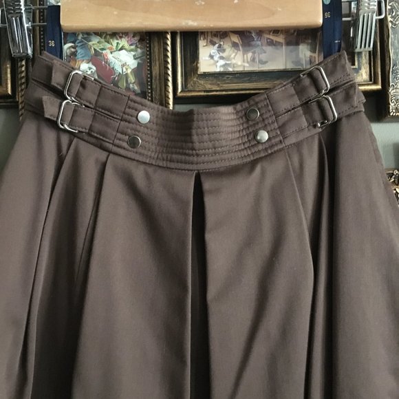 Vintage Brown Box Pleated Maxi Skirt - Picture 5 of 16